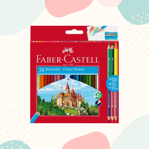 KREDKI OŁÓWKOWE FABER CASTELL: 24 szt + 3 szt + STRUGACZKA