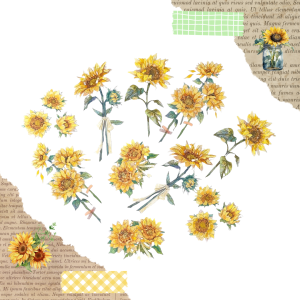 FOLIOWE NAKLEJKI DO SCRAPBOOKINGU - SŁONECZNIKI (10 SZT)