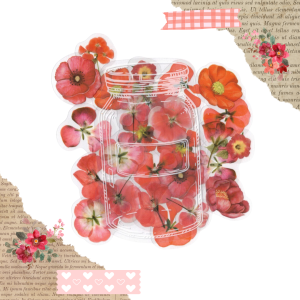 FOLIOWE NAKLEJKI DO SCRAPBOOKINGU - KARMINOWE KWIATY (35 SZT) - 